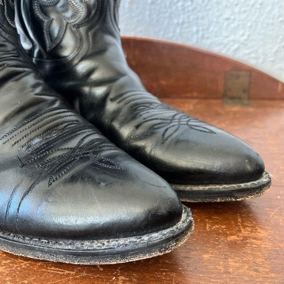 Men’s Justin Black Leather Western Cowboy Boots Pointed toe size 10 D main image 5
